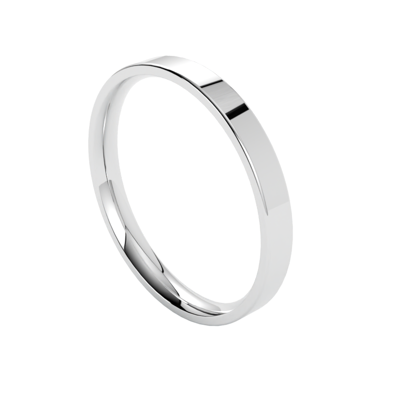 Klasyczna płaska obrączka ślubna z białego złota 585